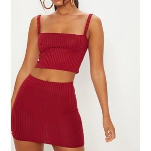 Pretty Little Thing Red Two Piece Set USED